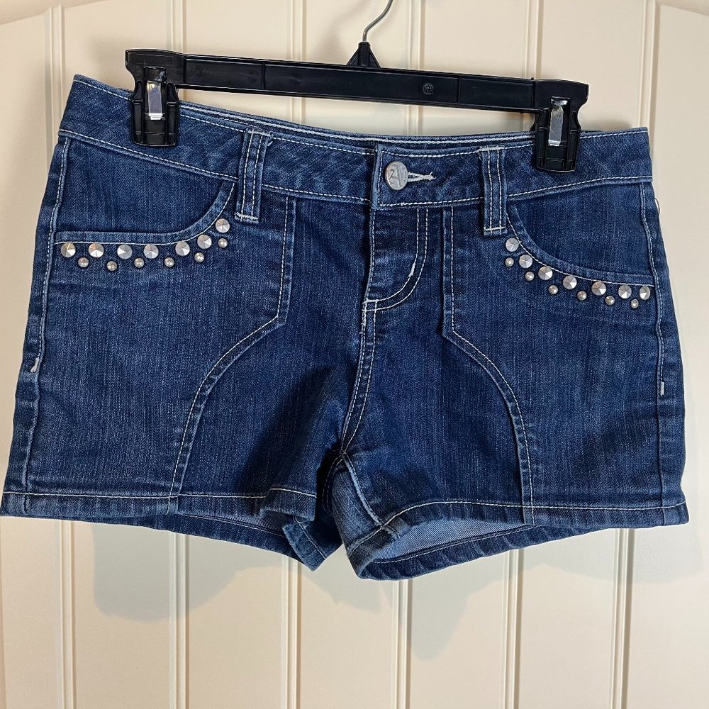 Allen B. by Allen Schwartz Women's Jean Shorts Size 4 Blue, Decorative Studs